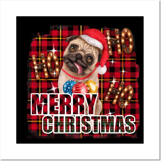 Merry Christmas pug Wall Art by GothicDesigns